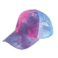 thumbnail image 1 of Outdoor Femmes Cravate Teinture Anti Soleil Réglable Coton Casquette Maille Chapeau de Queue de Cheval, 1 of 10