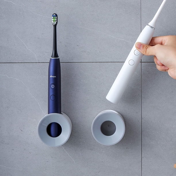 Soporte eléctrico para cepillos de dientes, montado en la pared, gris (2)