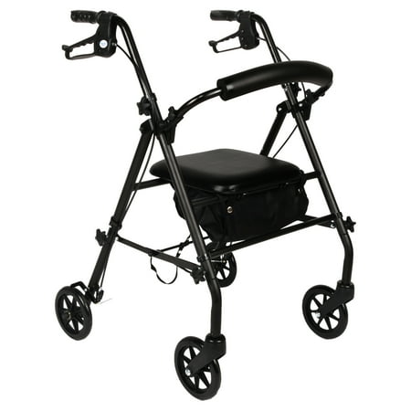 Equate Rolling Walker For Seniors  Rollator Walker with Seat and Wheels  Black