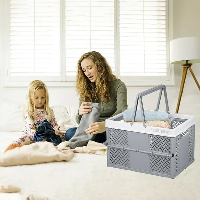 Rbaofujie Foldable Storage Latchs Bins, Storage Organizer Box With Handle And ,Stackable Foldable Plastic Storage Containers, Visible Storage, for Closet, Laundry, Kitc Clearance Sale