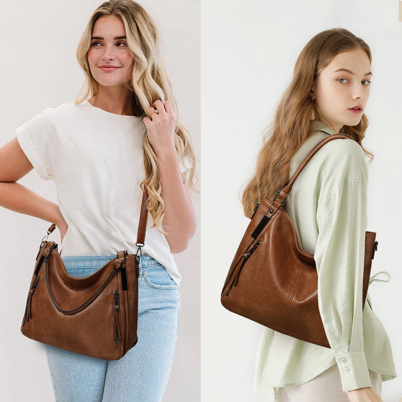 KALUNMA Hobo Crossbody Bags for Women Leather Hobo Handbags Retro Large Size Shoulder Bag Crossbody Purse