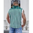 thumbnail image 2 of Denim Vest for Men Print Sleeveless Jean Jacket Festival Clothing(Green and White Striped,S), 2 of 7