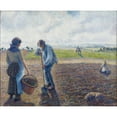 thumbnail image 2 of Camille Pissarro 17x15 Black Ornate Wood Framed Double Matted Museum Art Print Titled - Peasants in the Fields, Eragny (Peasants in the Fields, Eragny) (1890), 2 of 5