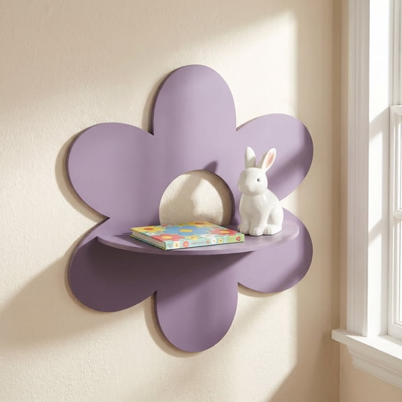 Gaoxin Flower Shaped Wall Shelf, Purple, for Bedroom, Living Room, 11.81x11.81x3.93in