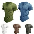 thumbnail image 3 of Fjuchai Men's Short Sleeve Shirts Summer Casual T-Shirt Fashion V-Neck Shirts Cotton Solid Color Tee Tops for Mens S-2XL, 3 of 8