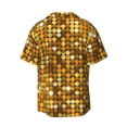thumbnail image 6 of Lsque Bright Shiny Golden print Men's Cuban Collar Short Sleeve Shirt Summer Beachwear Casual Button Down Fashionable Vacation Leisure Shirt-3X-Large, 6 of 7