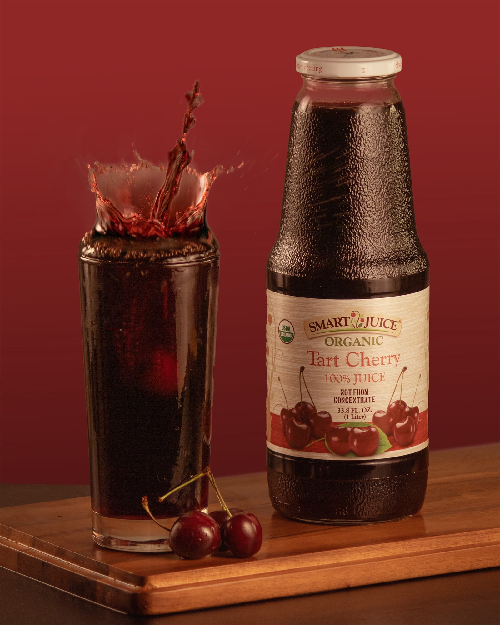 Smart Juice Organic Tart Cherry Juice  - 100% Juice, Not From Concentrate - 33.8 fl oz (1L) - (case of 6)