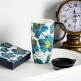 thumbnail image 4 of Topadorn Ceramic Coffee Mug Travel Coffee Ceramic Mug Ceramic Latte Teacup with Lid and Color Box 17 oz.,Yellow and Blue flowers, 4 of 9