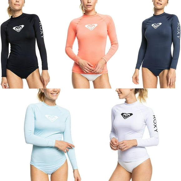 Roxy Womens Whole Hearted Long Sleeve UPF 50 Beach Surf Rash Vest T-Shirt Top-SinKeeU
