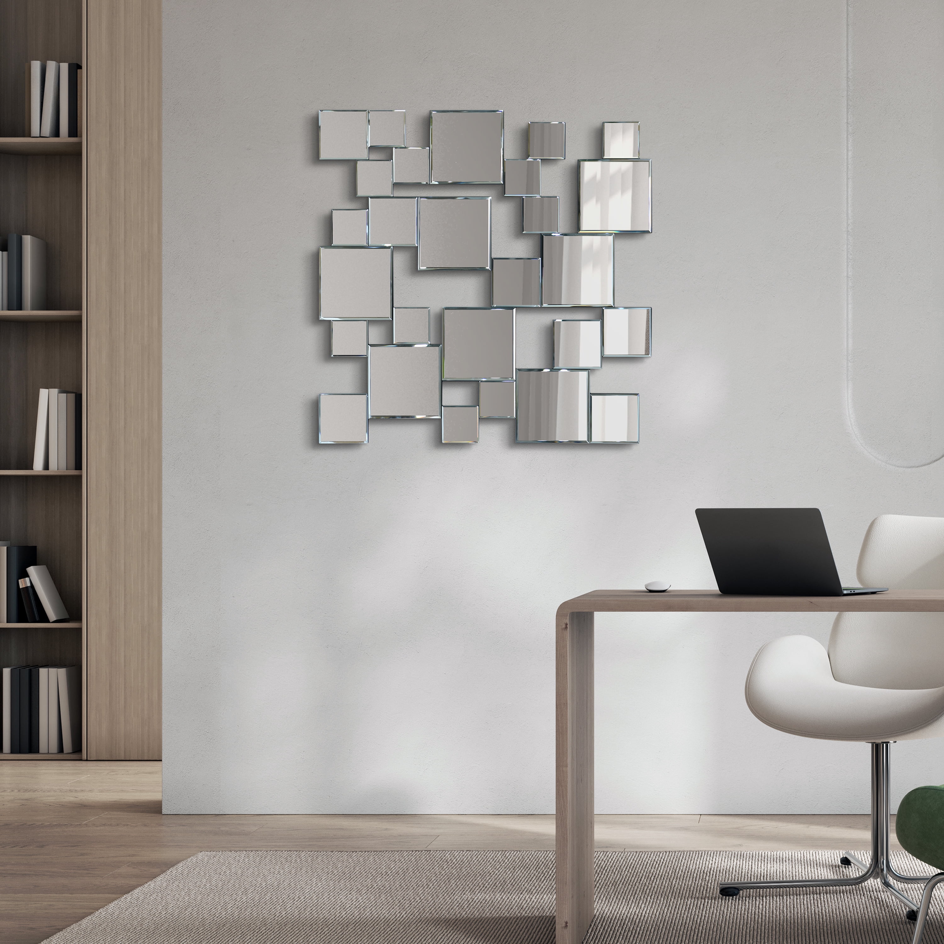 Empire Art Direct Elegant Mirror Cluster Wall Mirror With Beveled Squares - 32 x 32 inches