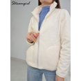 thumbnail image 5 of Chaquetas de lana rosa cálidas y esponjosas para mujer, prendas de vestir Vintage de invierno, abrigos de terciopelo informales, chaqueta gruesa y cálida para invierno, Tops blancos para mujer, 5 of 5