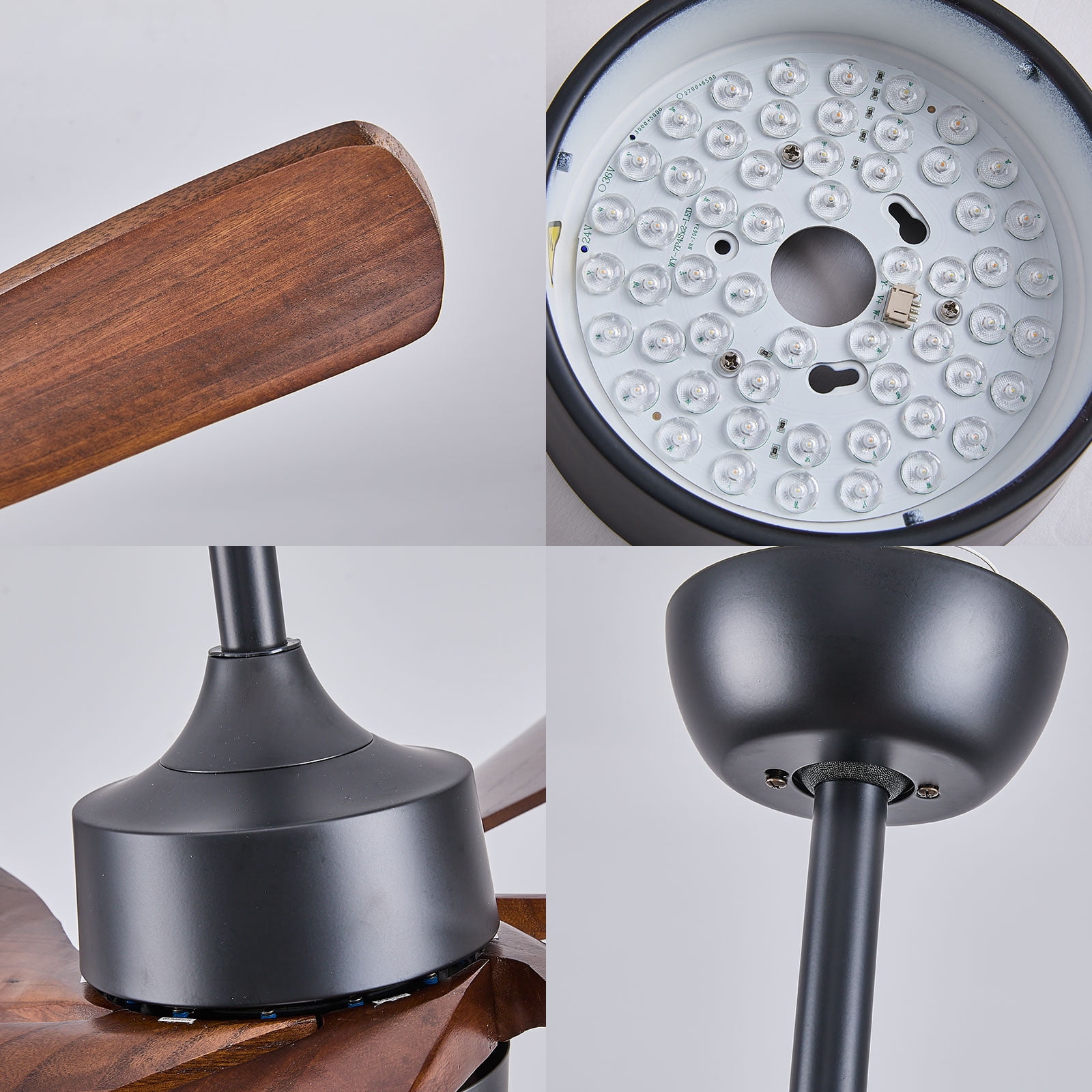 60 inch Farmhouse Ceiling Fan with Light and Remote, Indoor Outdoor Large Reversible Solid Wood 6 Blades, 3CCT Dimmable, 6 Speed Quiet DC Motor