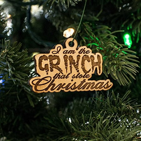 Grinch Stole Christmas Flannel - Ornament - I Am the Grinch That Stole Christmas - Raw Wood 2x3in