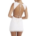 thumbnail image 4 of Coduop Women's Summer Short Bodycon Dress White Sleeveless O Neck Party Dress Backless Tie Up Clubwear, 4 of 7