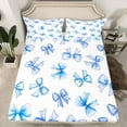 thumbnail image 2 of Feelyou Cartoon Cute Bow Bed Sheets for Kid, Princess Ribbon King Sheets, Kawaii Blue Bowknot Sheet Set, Luxury Bedroom Decor, 4 Pieces, 2 of 7
