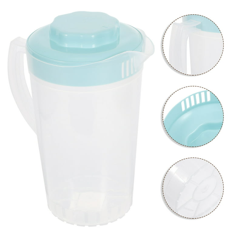 1pc Cold Water Pitcher High Temperature Resistant Plastic Beverage Pitcher  with Large Capacity for Storage Soy Milk Juice Scented Tea 2L(Blue) 