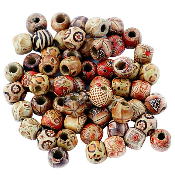 100pcs Wooden Style Women Favorite Jewelry Beads Mixed Large Hole Jewelry Making Craft 12mm 12mm 7mm