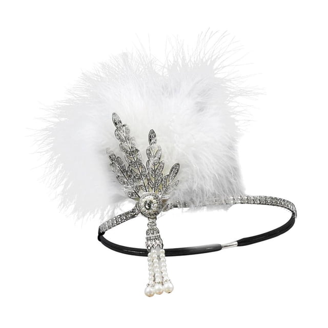Diadema de plumas con cuentas de diamantes de imitación de los años 20, estilo Flappers, diadema de plumas, 14cm