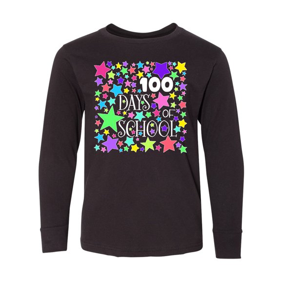 Inktastic 100 Days of School Pastel Stars Long Sleeve Youth T-Shirt