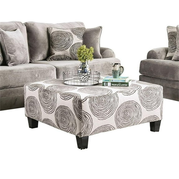 Furniture of America Sheryl Microfiber Upholstered Ottoman in Gray