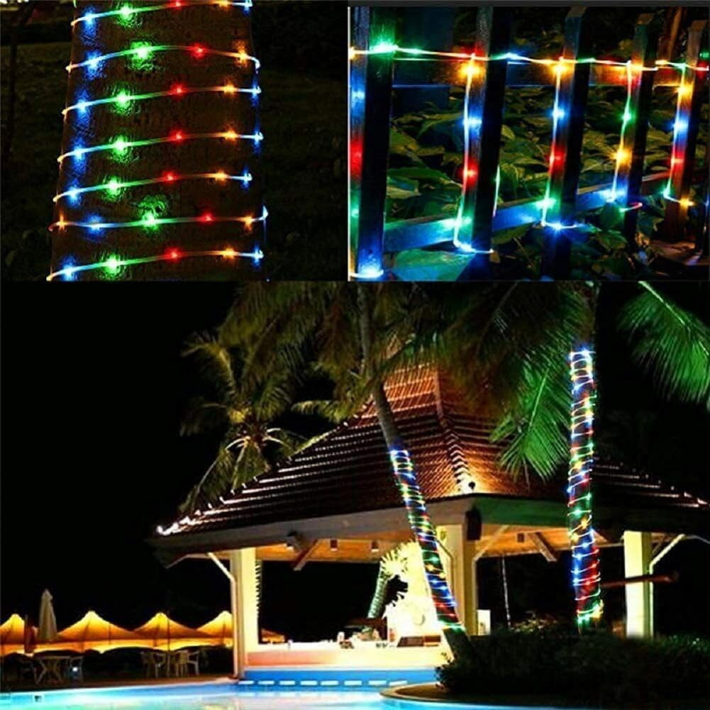 Solar LED Powered Fairy String Rope Strip Lights Waterproof Outdoor Garden Patio Yard Path Lamp