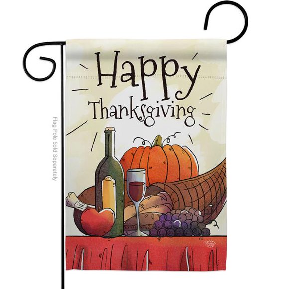Ornament Collection G192045-BO 13 x 18.5 in. Happy Thanksgiving Feast Garden Flag with Fall Double-Sided Decorative Vertical Flags House Decoration Banner Yard Gift