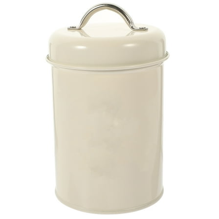 KALLORY Ivory Metal Kitchen Storage Jar Sealed Canister for Tea Snacks Storage