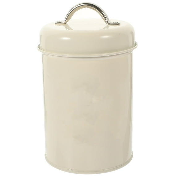KALLORY Ivory Metal Kitchen Storage Jar Sealed Canister for Tea Snacks Storage
