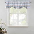 thumbnail image 2 of Tie Up Valances for Windows, Blue Brown Striped Adjustable Valance Curtains Window Treatment for Living Room, Farmhouse Stripes Modern Abstract Art Rod Pocket Kitchen Curtains & Drapes 42x12 Inch, 2 of 9