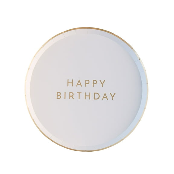 White & Gold Signature Happy Birthday Small Plates - 8ct