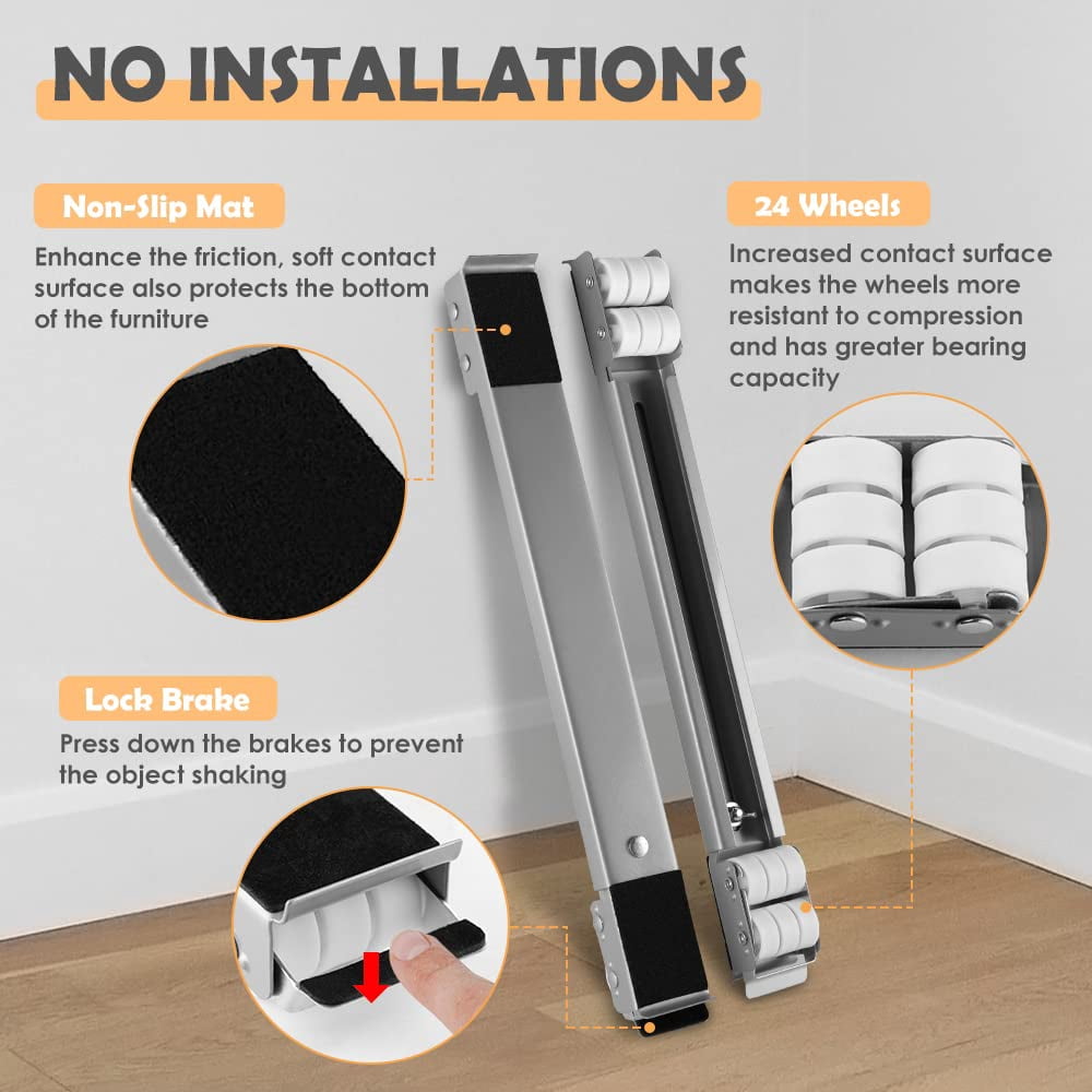 LUCKUP Appliance Rollers Heavy Duty Furniture Dolly Mobile Roller, Washing Machine Stand with Wheels Mobile Base for Refrigerators, Dryers, Washing Machines, Support 660 LB, Gray