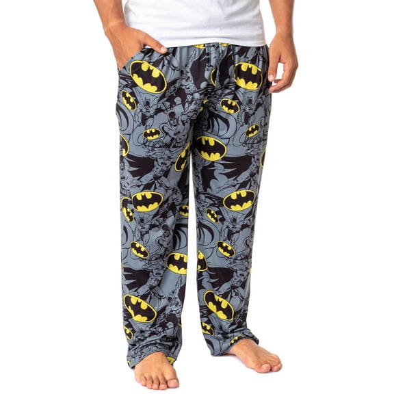 DC Comics Batman Mens' Bat Symbol Icon Retro Character Sleep Pajama Pants