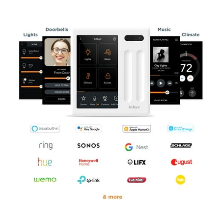 Brilliant - Wi-Fi Smart 1-Switch Home Control Panel with Voice Assistant - White