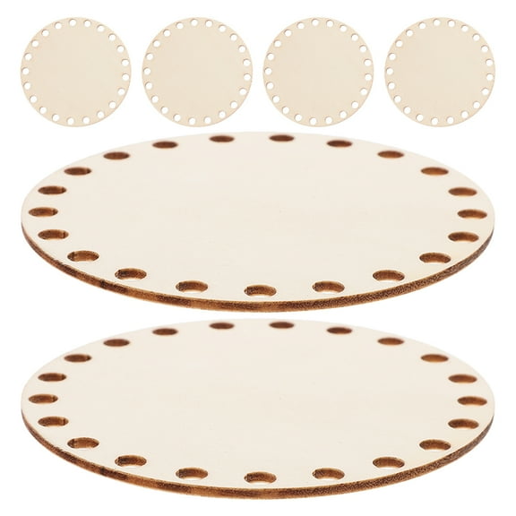 WHAMVOX 6Pcs Wooden Basket Bottoms for Crochet Storage and Baskets 10.00X10.00X0.20CM