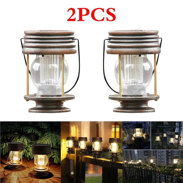 Yuarrent 2 uds luz Solar al aire libre Solar Retro colgante jardín farolillos decorativos para camino Patio árbol playa Pabellón Patio Iluminación y accesorios luz calida Yuarrent HA024142-01