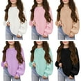 thumbnail image 5 of GYRATEDREAM Girls Crewneck Sweaters Kids Fall Long Sleeve Cute knit Pullover Shirts Tops for 7-14Y Black, 5 of 9