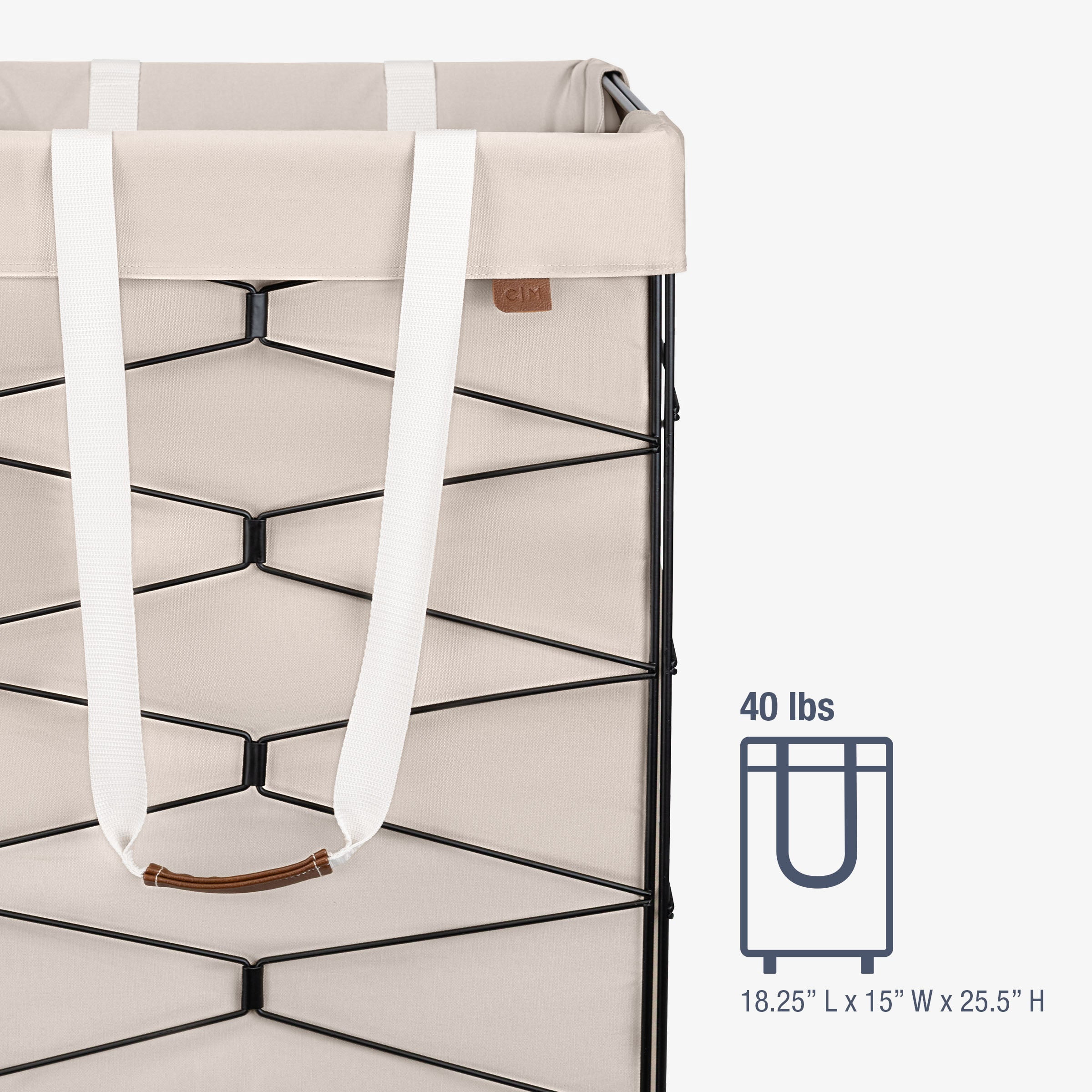 CleverMade Flex Frame Hamper LUXE 98L Rolling Laundry Hamper, Charcoal