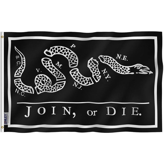 ANLEY Fly Breeze 3x5 Foot Black Join Or Die Flag - Rattlesnake Flags Polyester