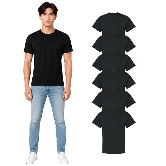 Gildan Ultra Cotton Men's T-Shirt, Short Sleeve Crew Neck, Solid Black 6-Pack, Classic Tee S