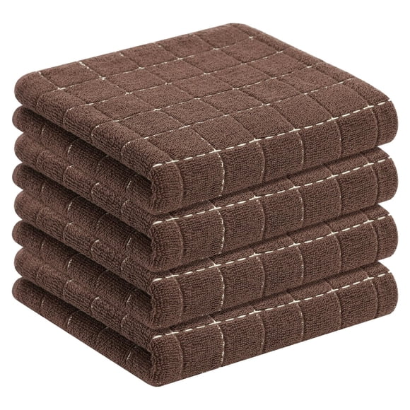 100% Cotton Terry Kitchen Towels(Black, 13 x 28 inches), Checkered Designed, Soft and Super Absorbent Dish Towels, 4 Pack