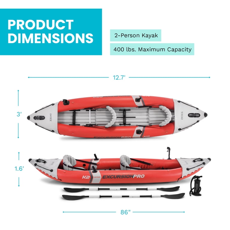 Intex, Inflatable Kayak, Excursion Pro, 2 Person with Oars and
