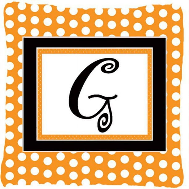 Carolines Treasures CJ1033-GPW1414 Monogramme Initiale G Oreiller en Tissu Décoratif Polkadots Orange