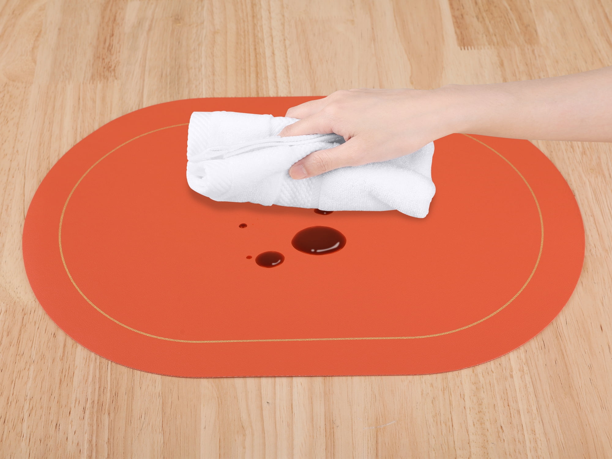 Unique Bargains Set of 6 Faux Leather Placemats Orange