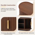 thumbnail image 6 of 70" Farmhouse Wooden TV Stand with Sliding Tambour Door, Fluted Media Console Cabinet with Adjustable Storage,  TV Cabinet for TVs up to 75", Walnut, 6 of 9