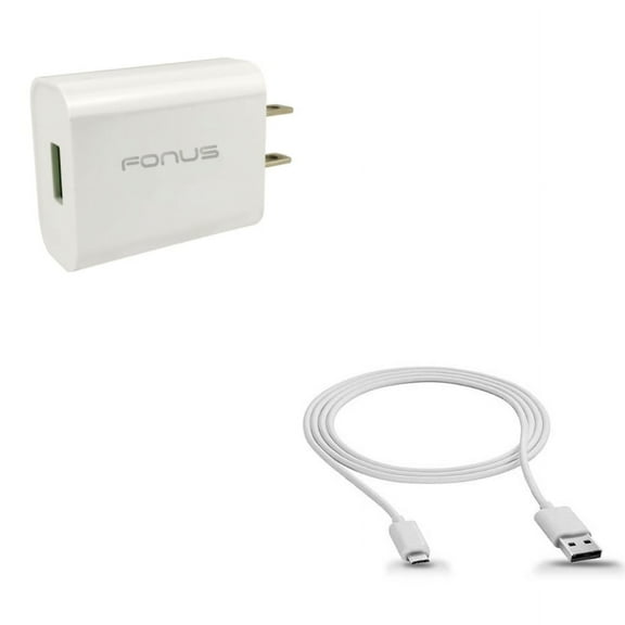 18W Quick Home Charger w MicroUSB 6ft USB Cable Q2W for Blackberry Priv, Q10 - BLU S1, Vivo XL4 XI, Studio X8 HD Touch, Pure View, R1 Plus, Go, Life One X3 X2 Play S, HD