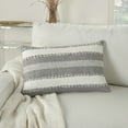 thumbnail image 4 of Nourison Outdoor Pillows Woven Stripes & Dots Grey Decorative Throw Pillow , 14"X22", 4 of 5
