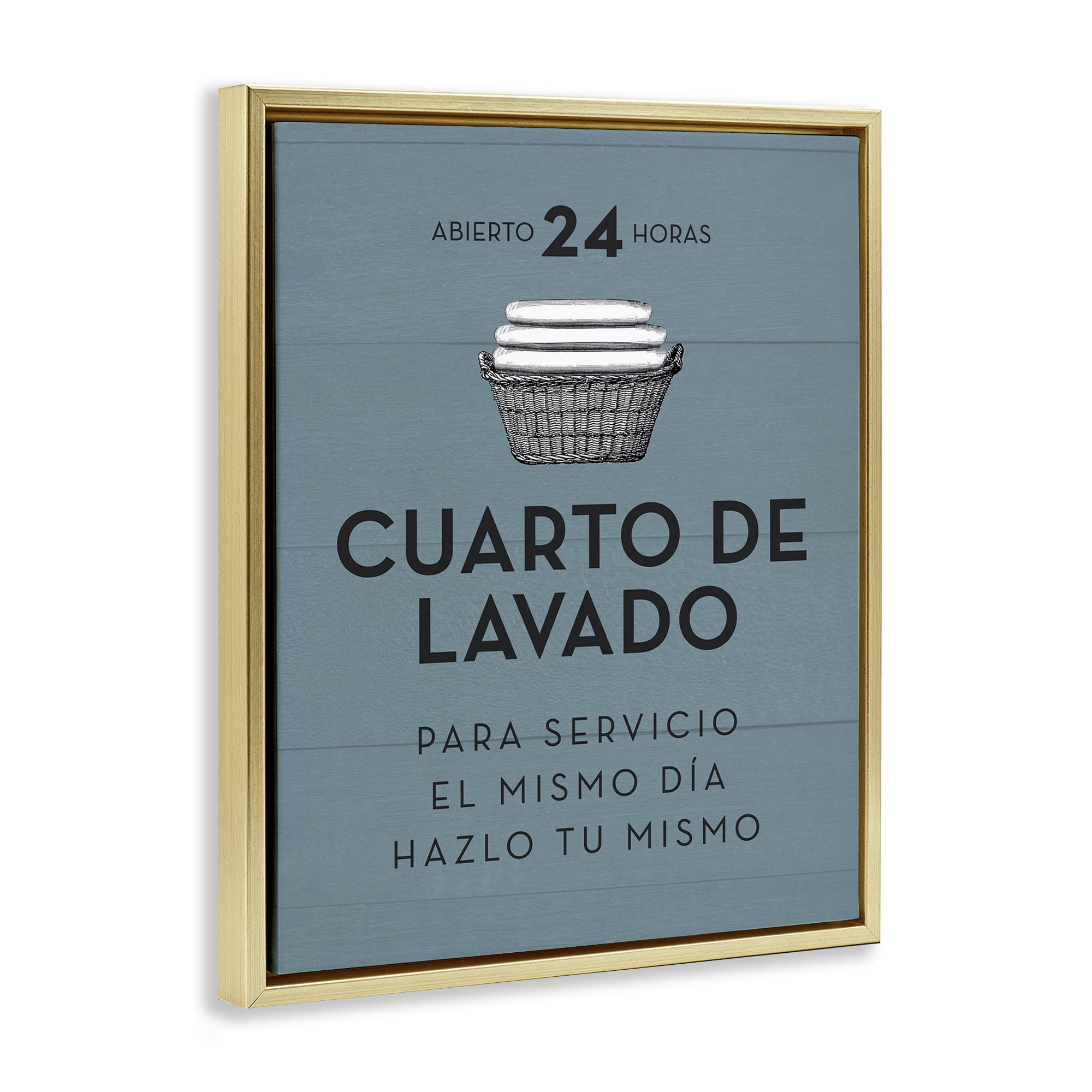 Stupell Industries Publicidad Día de Lavandería, Azul Bath & Laundry Painting Gold Floater Framed Art Print Wall Art, 17 x 21