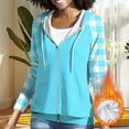 thumbnail image 6 of FRSASU Zip up Hoodies for Women Fall Plaid Print Casual Long Sleeve Sweatshirts Lightweight Comfort Soft Jackets with Pocket Sky Blue XXXL(XXXL), 6 of 9