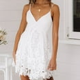 thumbnail image 5 of Sexy Dresses for Women Going Out,Blackless Lace Dresses Ladies Summer Mini Dresses Beach Party Elegant Suspenders V Neck Skater Dress White Evening Petite Dress, 5 of 7
