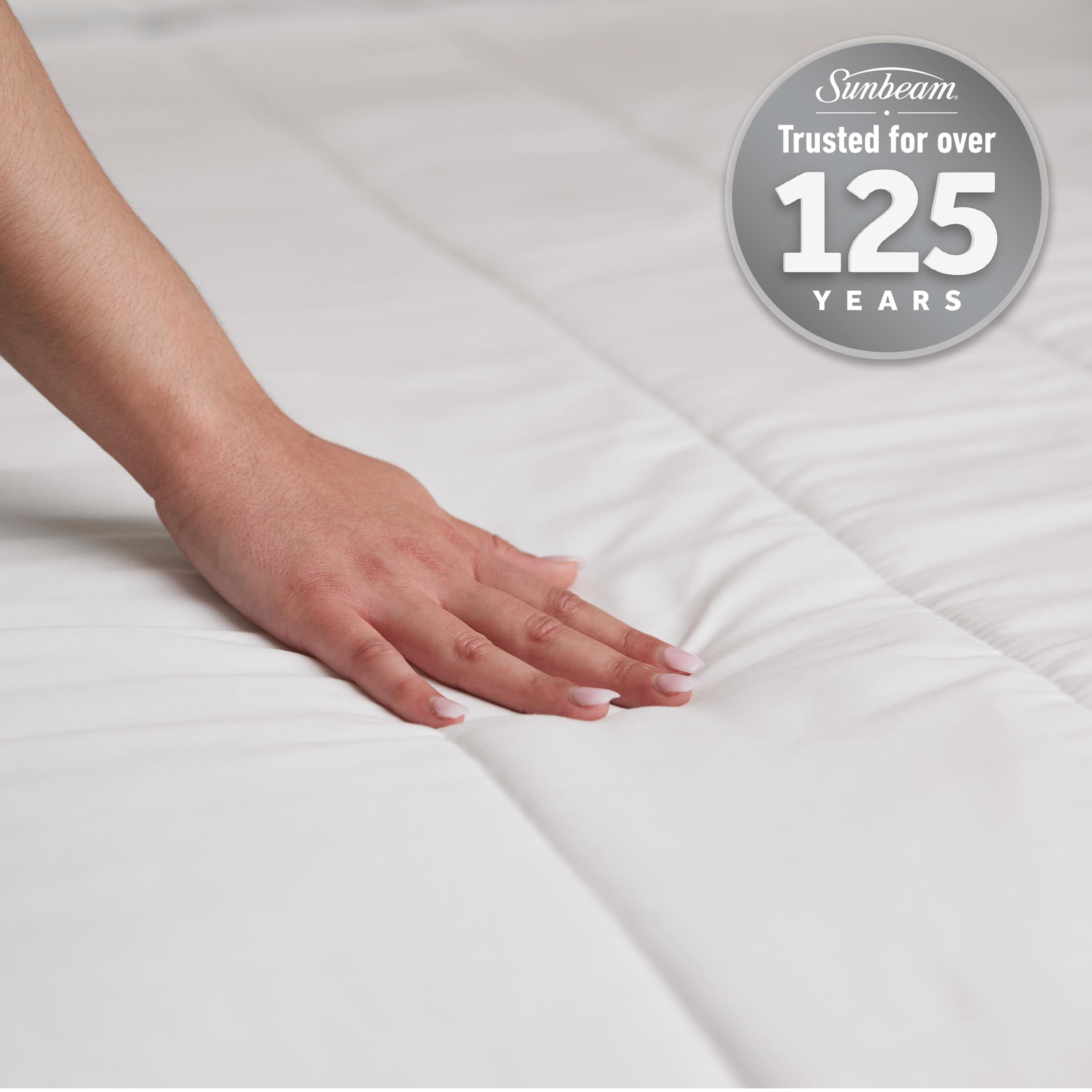 Sunbeam Quilted Electric Heated Mattress Pad 12 Heat Settings Auto Shut-Off Fast Heating White Twin 39 x 75, SUNBEAM SB MPAD M1P TS